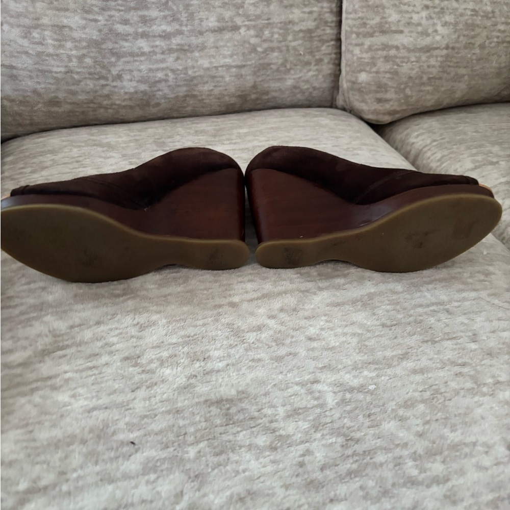Michael Kors Brown Peep-Toe Suede Wedges - Picture 11 of 11